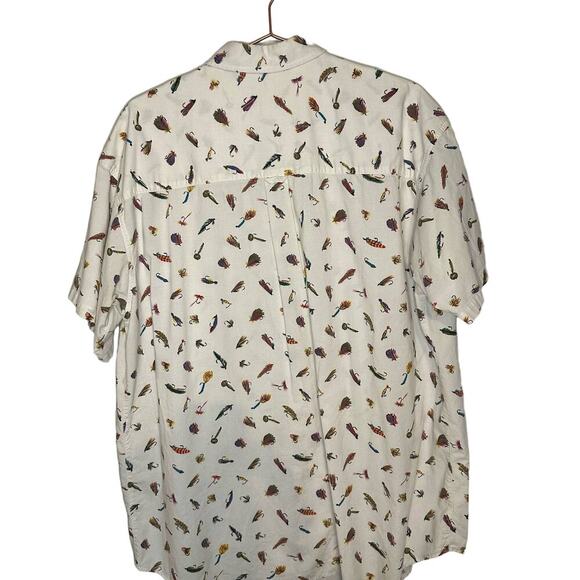 Vintage Columbia White Fish Lure Design Short Sleeve Button Down Shirt Size M - Picture 2 of 9
